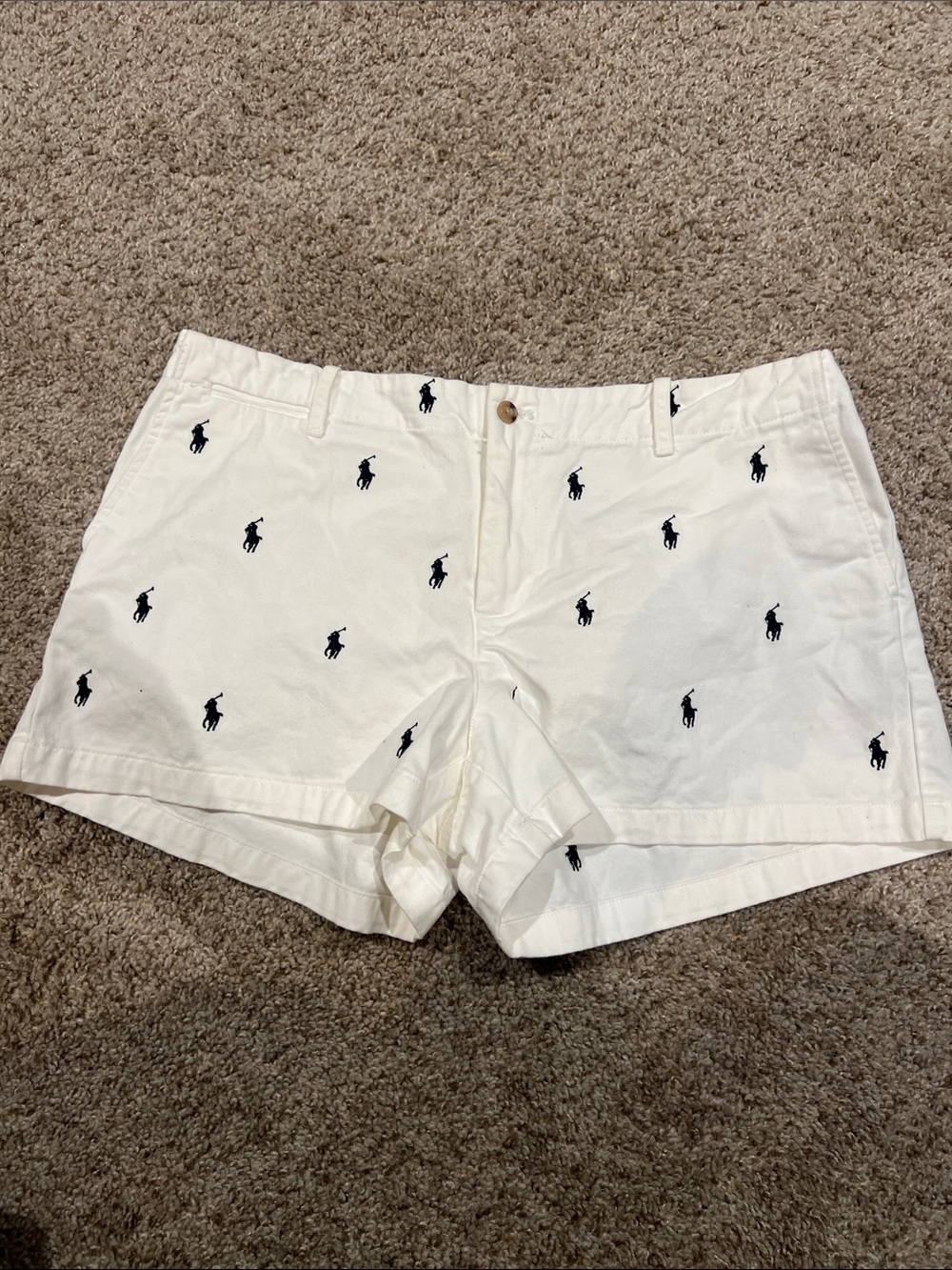 Polo by Ralph Lauren White Shorts with Navy Pony Embroidery